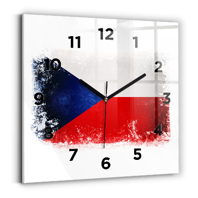 Horloge carrée en verre Drapeau de la République tchèque