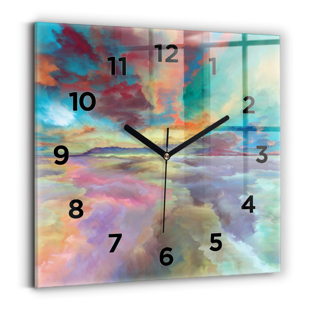 Horloge carrée en verre Paysage abstrait