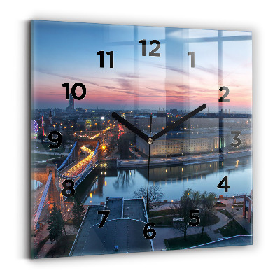 Horloge carrée en verre Wroclaw vue d'un drone