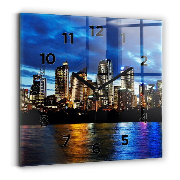 Horloge murale carrée Sydney le soir