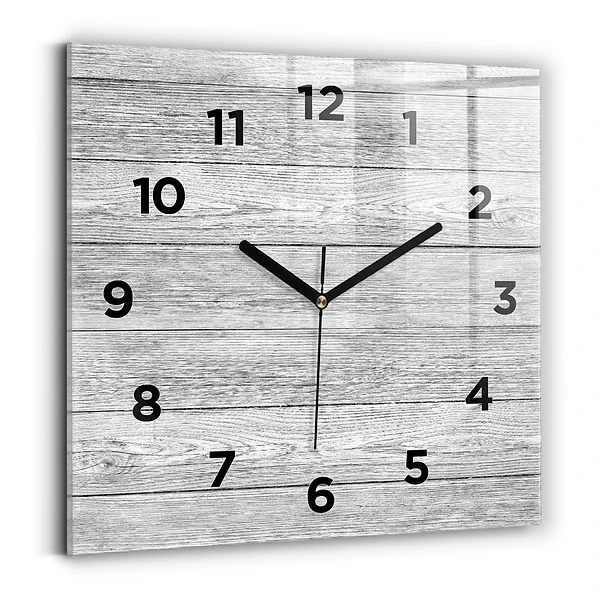 Horloge carrée en verre Panneaux en bois