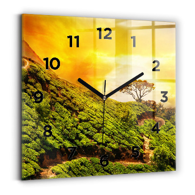Pendule carrée en verre Colline de thé