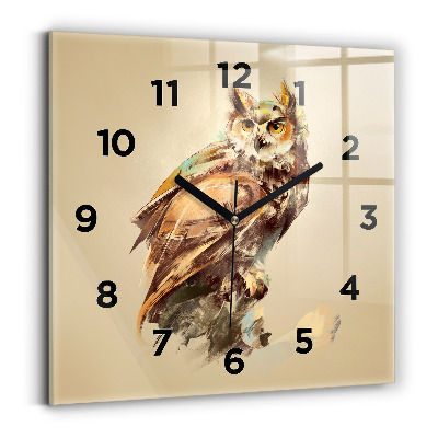 Horloge murale carrée Hibou - un signe de sagesse