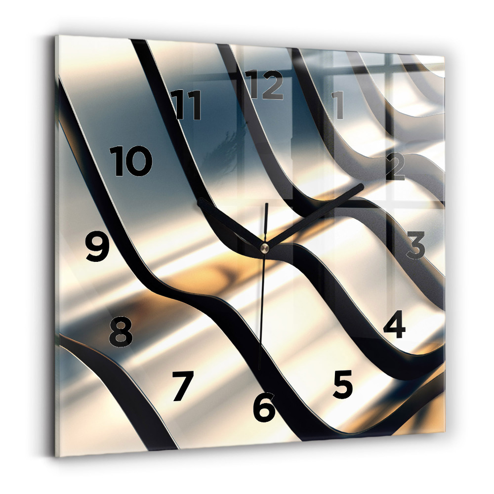 Pendule carrée en verre Motif argenté