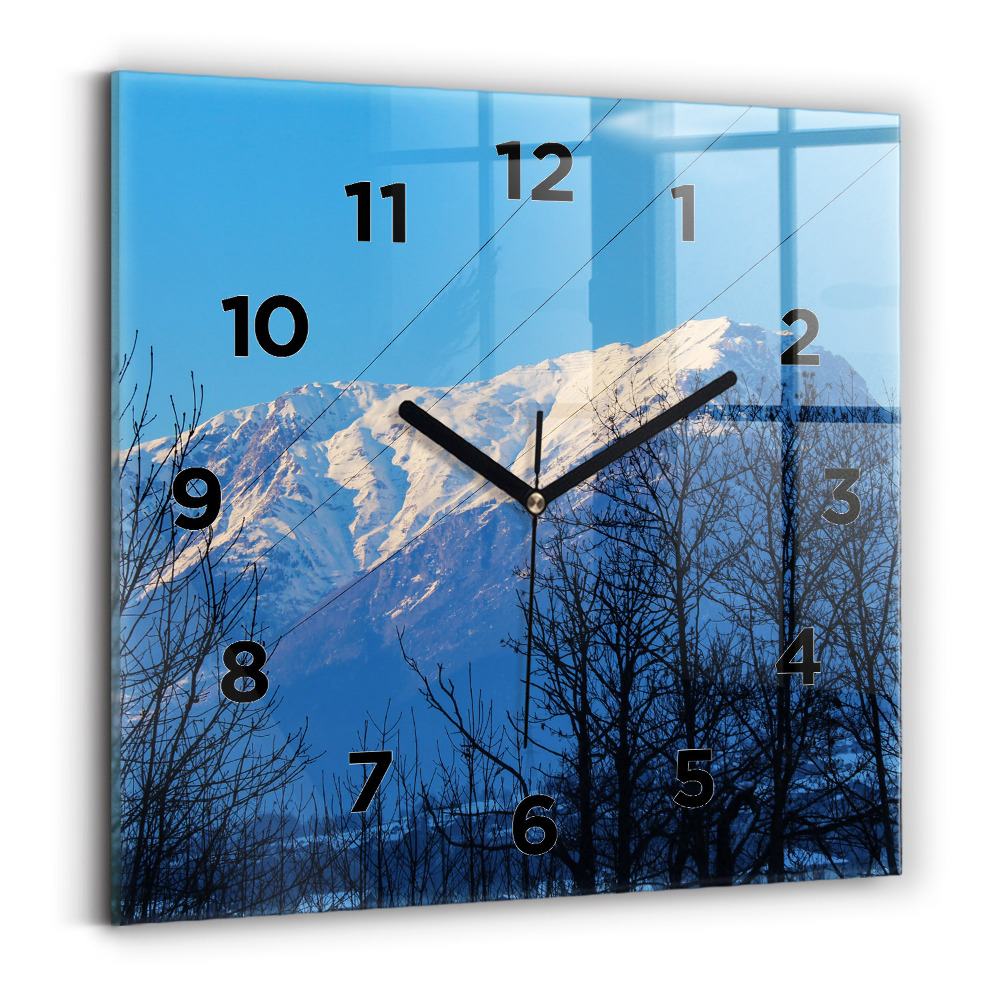 Horloge murale carrée Vue de la montagne