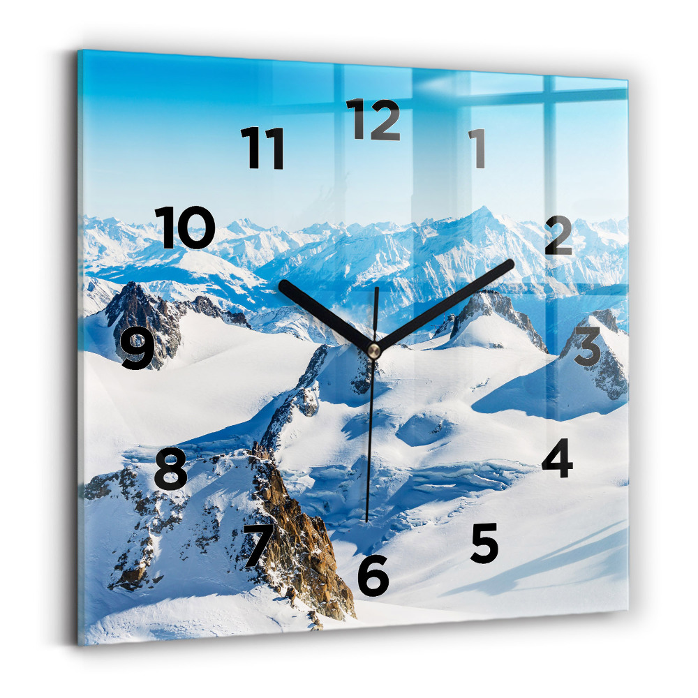 Horloge murale carrée Skieur dans les Alpes