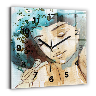 Horloge carrée en verre Femme abstraite
