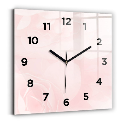 Pendule carrée en verre Roses en fleurs