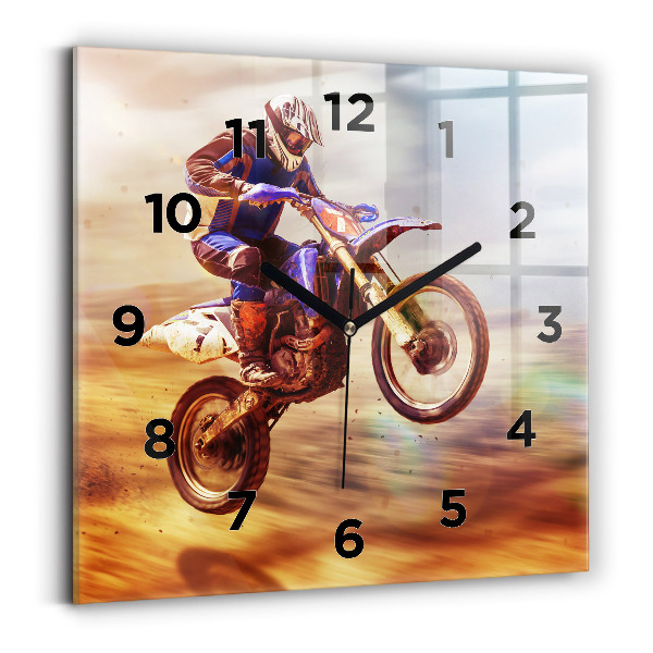 Horloge murale carrée Motocross enduro