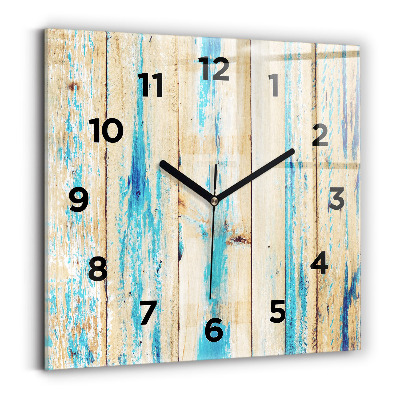 Horloge carrée en verre Bois rayé