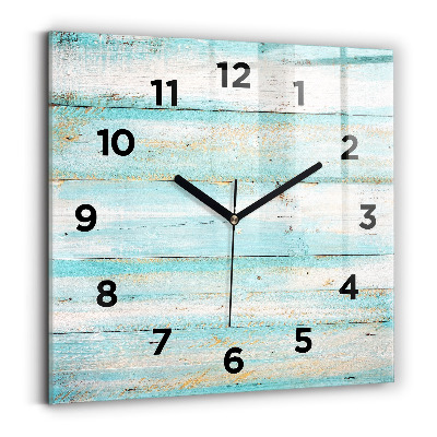 Pendule carrée en verre Planches bleues