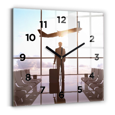 Horloge murale carrée Homme à l'aéroport