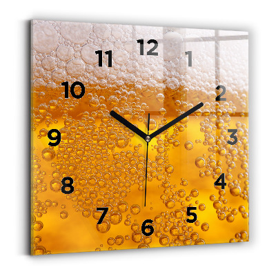 Horloge carrée en verre Bière avec mousse