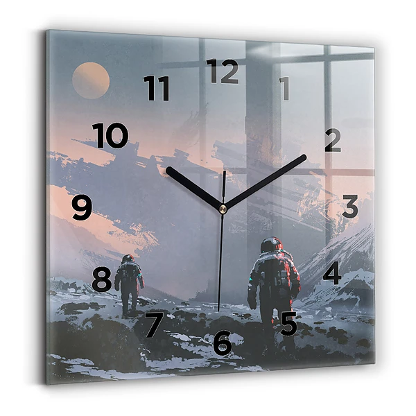 Horloge carrée en verre Astronautes Voie lactée