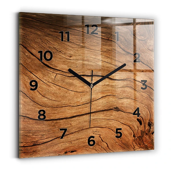 Pendule carrée en verre Vieux bois