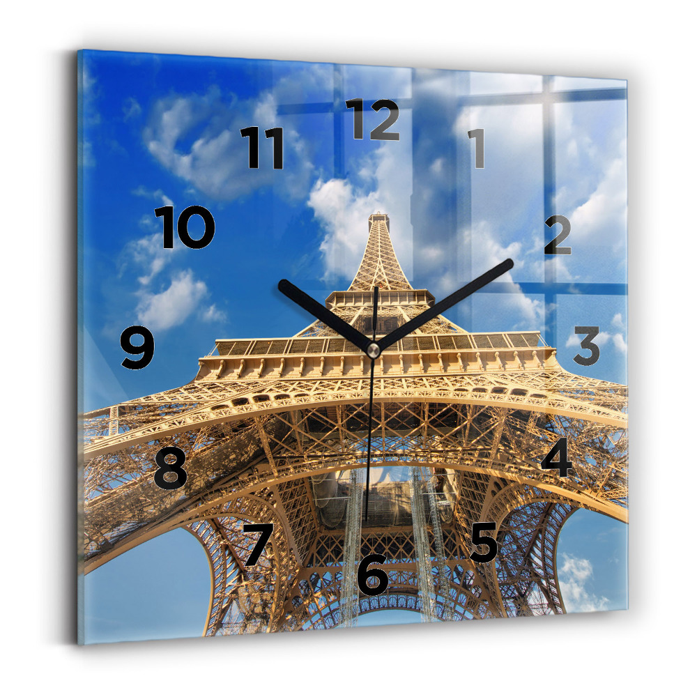 Horloge carrée en verre France Tour Eiffel