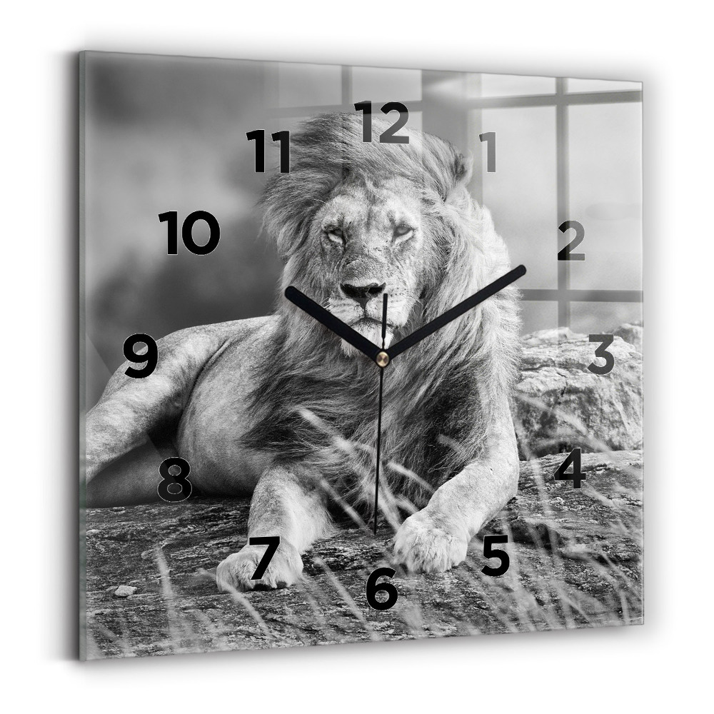 Pendule carrée en verre Abstrait - Lion