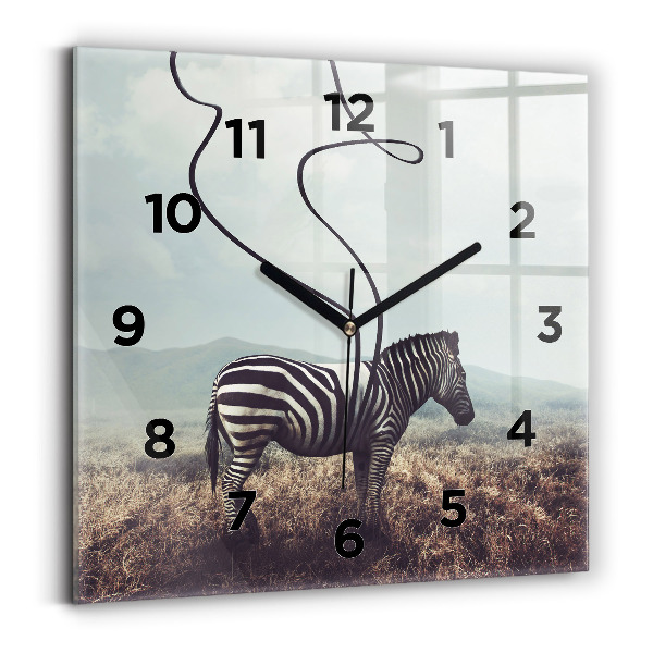 Horloge carrée en verre Zèbre - Abstraction