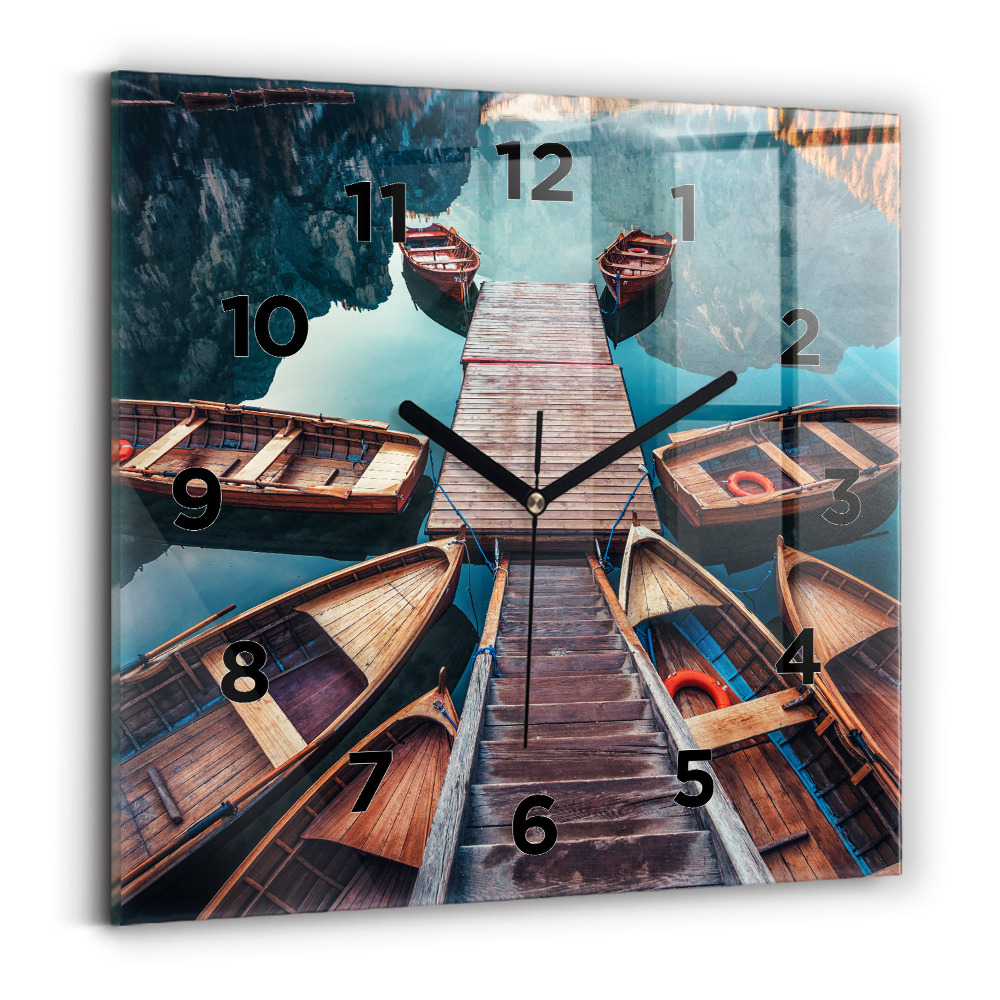 Horloge carrée en verre Plate-forme et lac