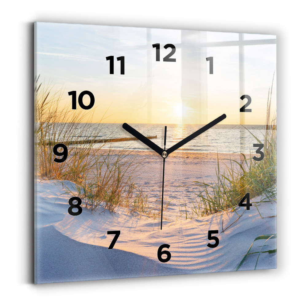 Horloge murale carrée Coucher de soleil sur la mer