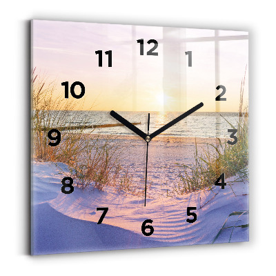 Horloge carrée en verre Soleil polonais Mer