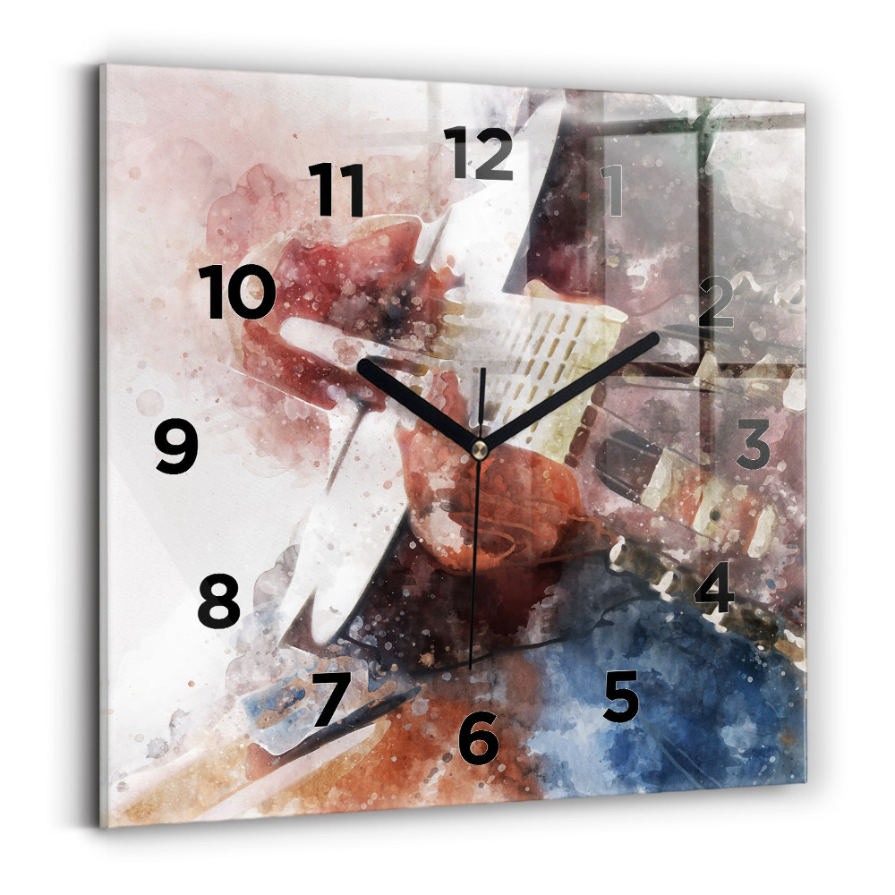 Pendule carrée en verre Visualisation de la guitare