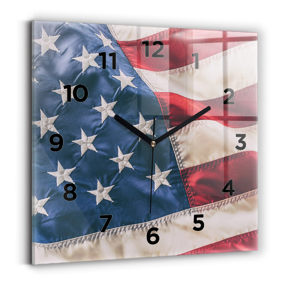 Pendule carrée en verre Drapeau américain
