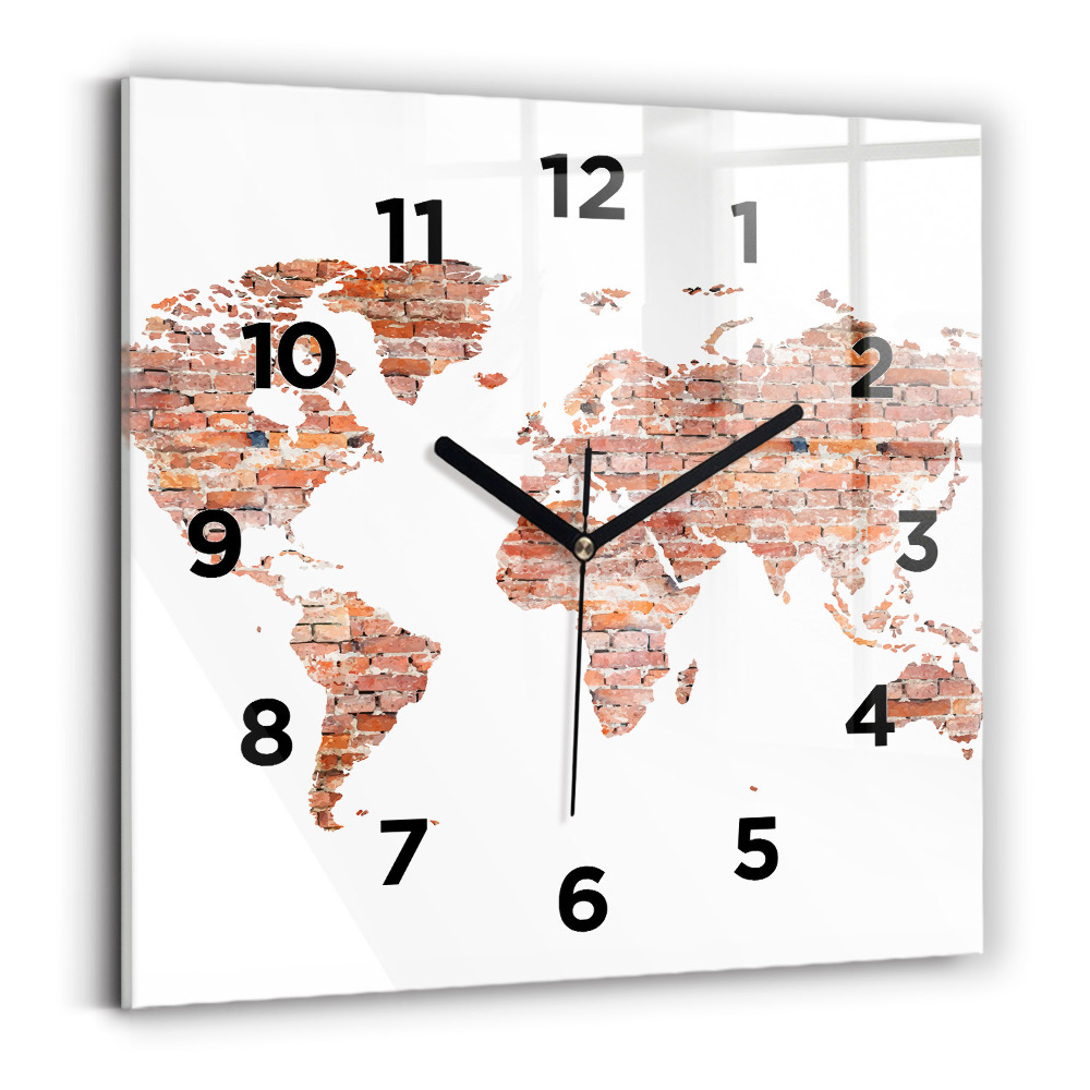 Pendule carrée en verre Ancienne carte en briques