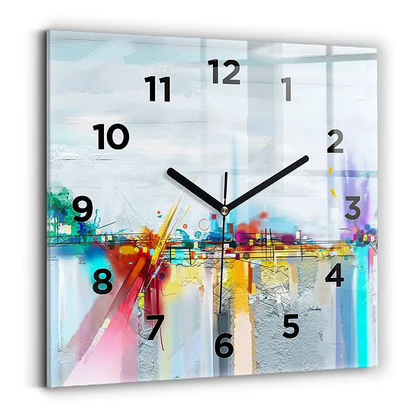 Horloge murale carrée Paysage abstrait à l'huile