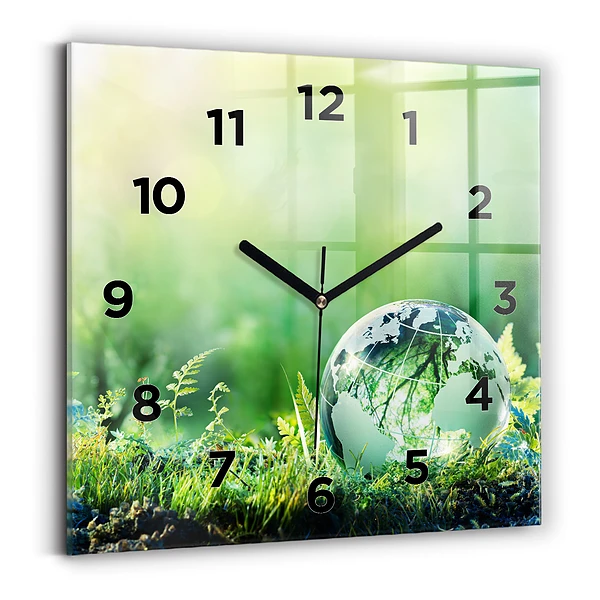 Horloge murale carrée Globe terrestre