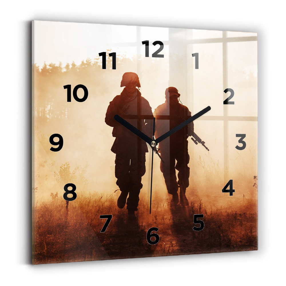 Pendule carrée en verre Marines des États-Unis