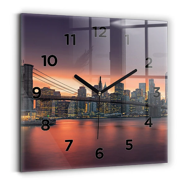 Pendule carrée en verre New York East River