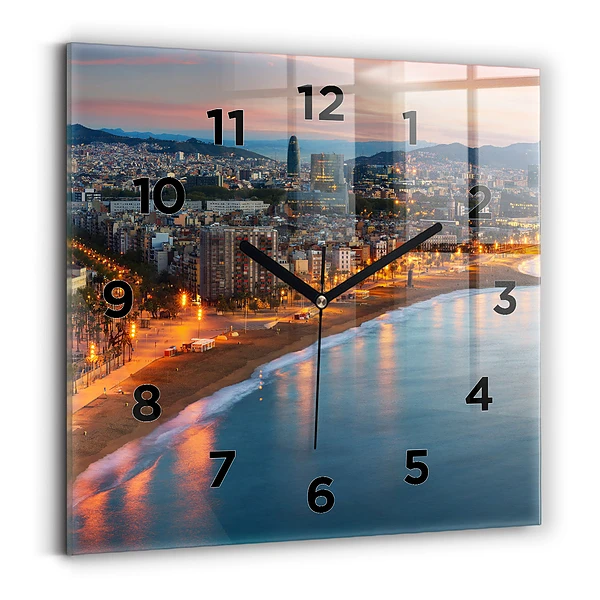 Horloge murale carrée Plage de Barcelone