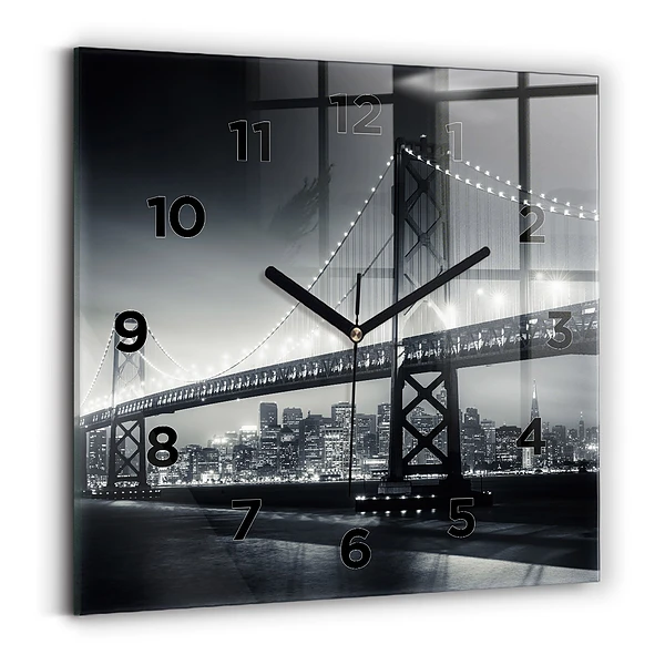 Pendule carrée en verre Pont de nuit à San Francisco