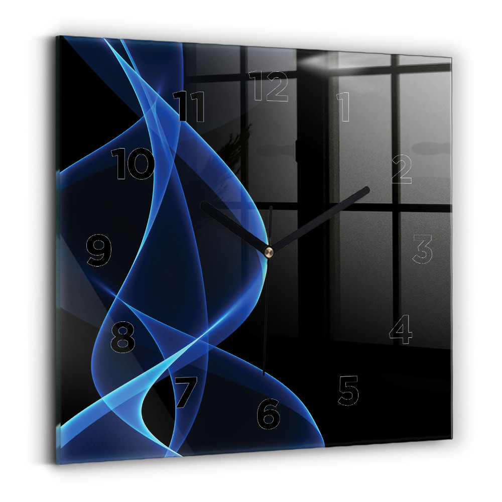 Horloge murale carrée Lignes bleues