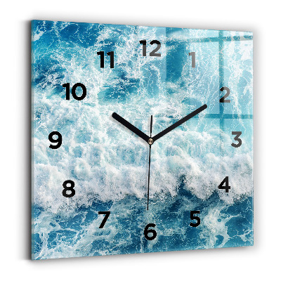 Pendule carrée en verre Vagues de l'océan