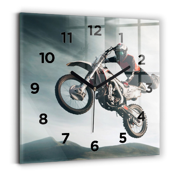 Horloge carrée en verre Moto style adrénaline