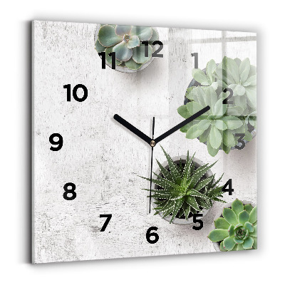 Horloge carrée en verre Plantes décoratives