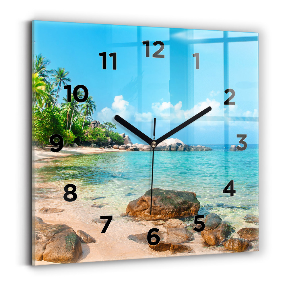 Horloge murale carrée Belle plage en Thaïlande