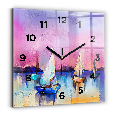 Horloge carrée en verre Paysage marin