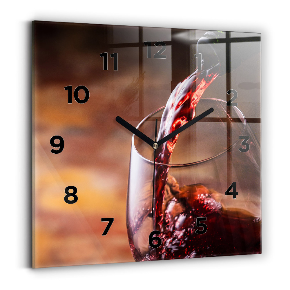 Pendule carrée en verre Verre de vin rouge