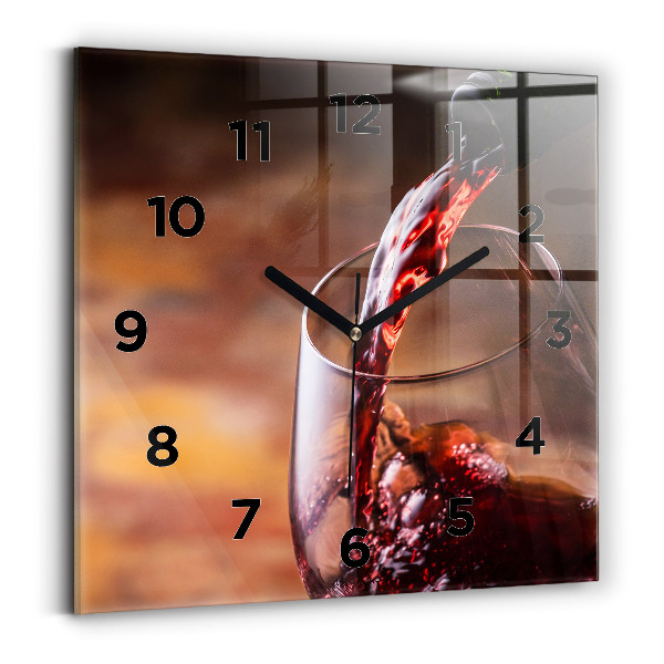 Pendule carrée en verre Verre de vin rouge