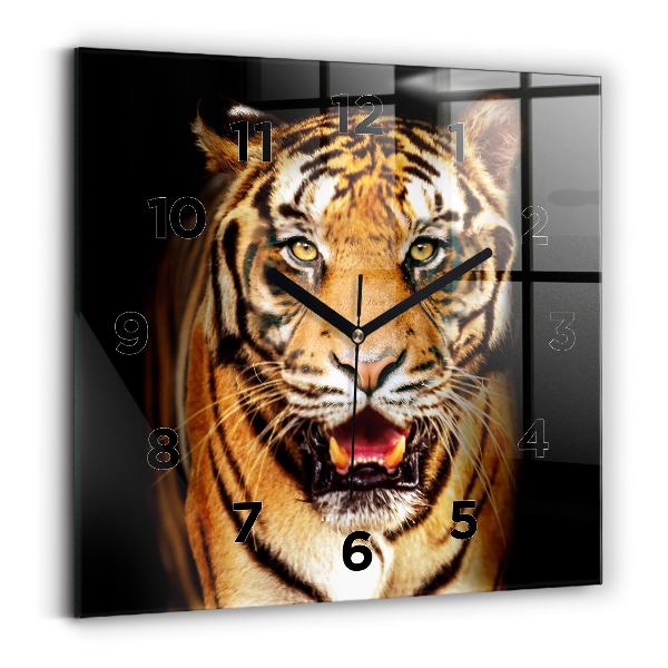 Horloge murale carrée Tigre aux yeux sauvages