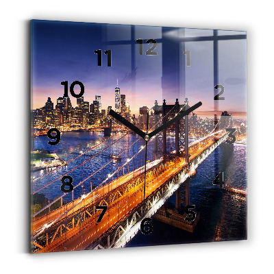 Horloge carrée en verre New York et le coucher de soleil