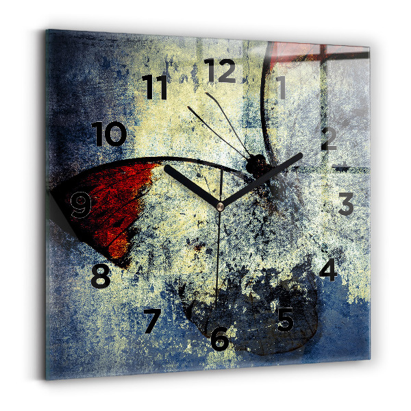 Horloge murale carrée Papillon style vintage