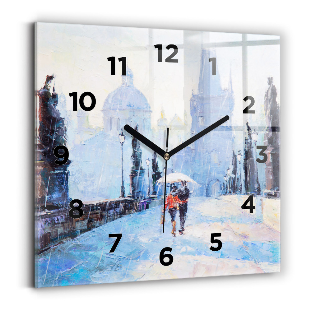 Pendule carrée en verre Art de l'huile