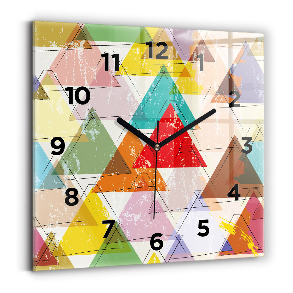 Pendule carrée en verre Triangles géométriques