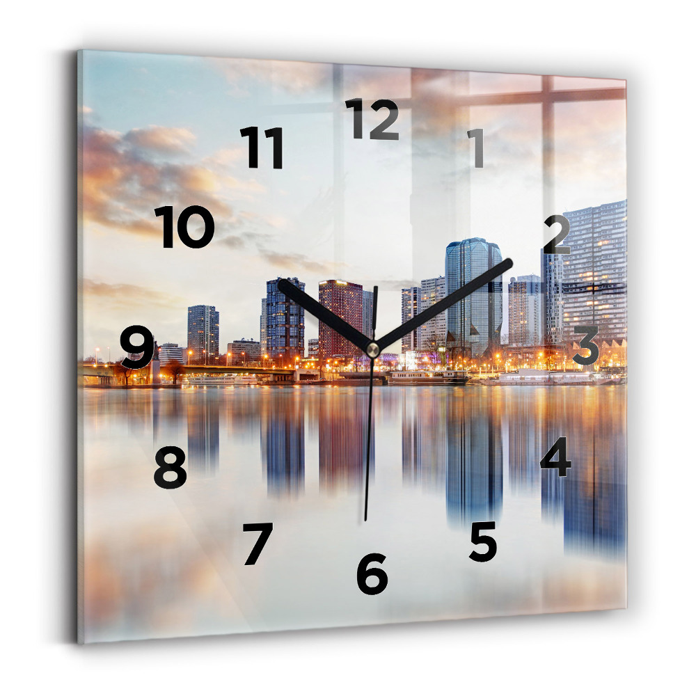 Horloge carrée en verre Panorama avec la Tour Eiffel