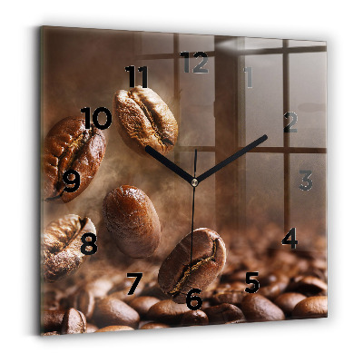 Horloge carrée en verre Grains de café