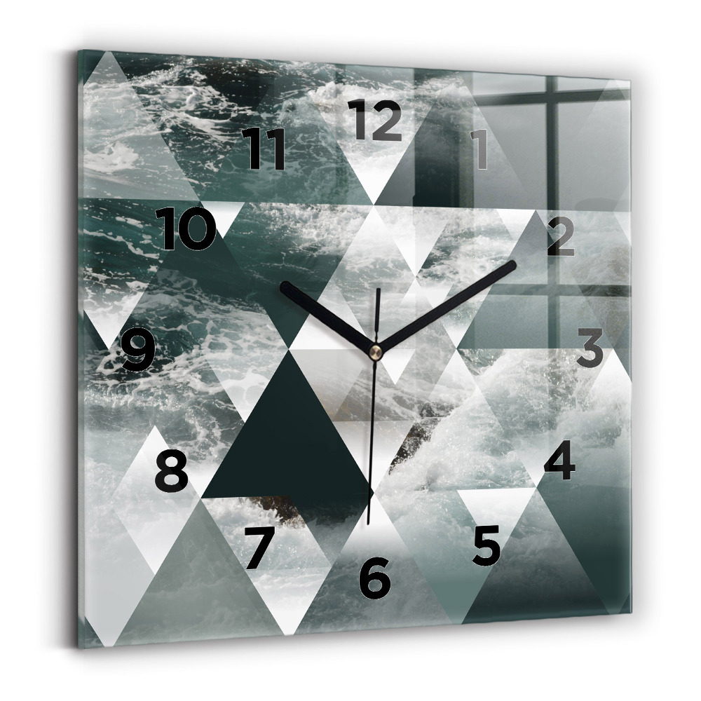 Pendule carrée en verre Vagues de mer abstraites